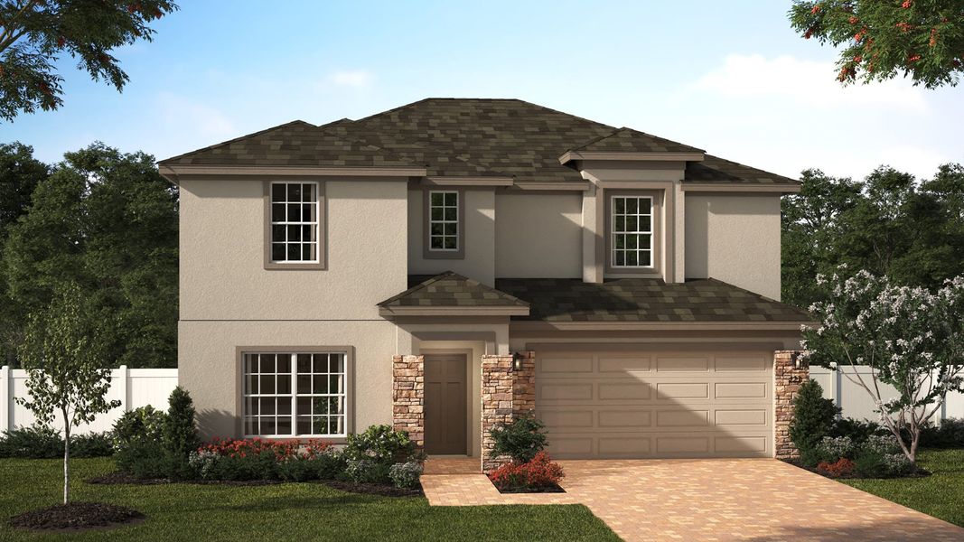 Elevation 1 with Optional Stone | Newcastle | Eagletail Landings | New Homes In Leesburg, FL | Landsea Homes