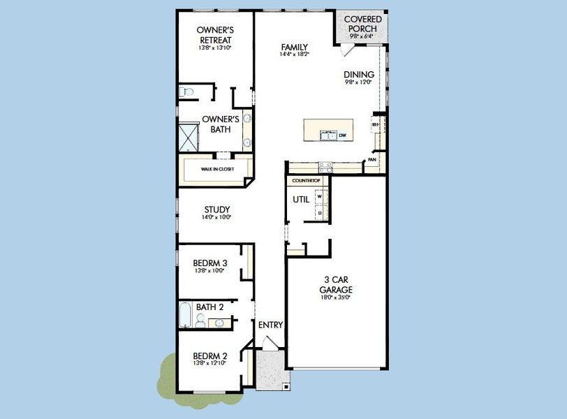 2D floor plan layout for the The Maple by David Weekley Homes in Crighton Cove - Retreat Collection, Conroe, TX (Image 3). 2D floor plan layout for the The Maple by David Weekley Homes in Crighton Cove - Retreat Collection, Conroe, TX (Image 3).