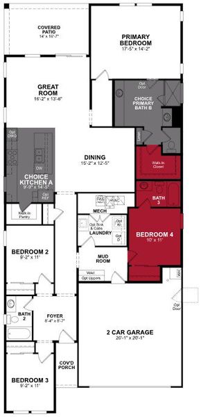 2D floor plan layout of this home in Montana Vista - Highland, Buckeye, AZ (Image 3).