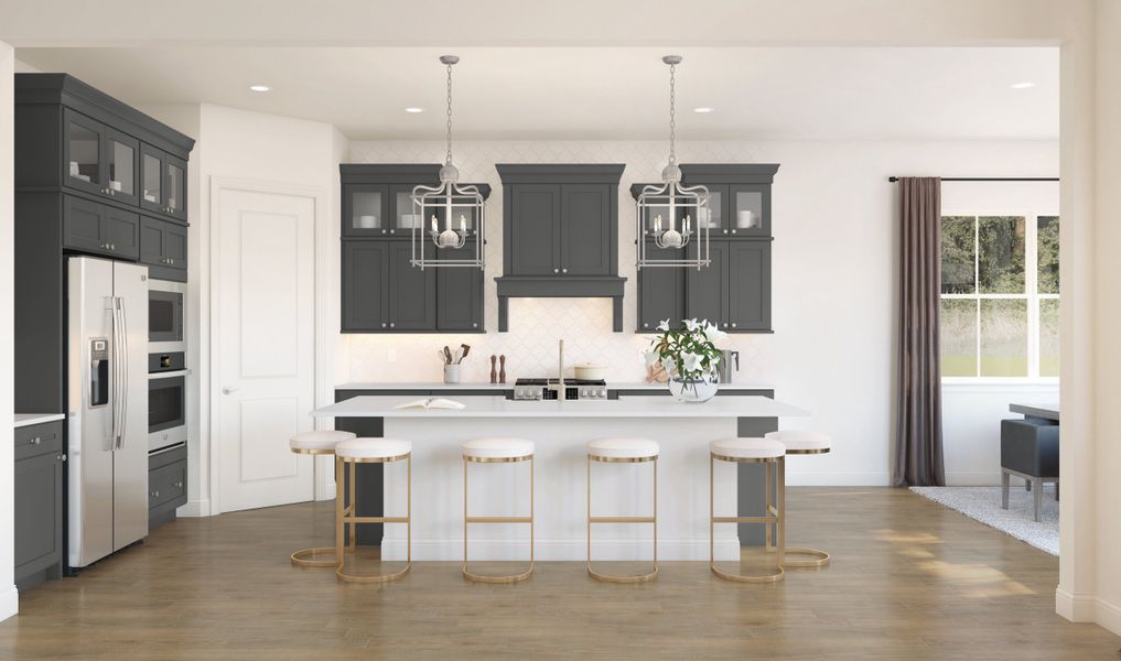 Kitchen with pendant lighting