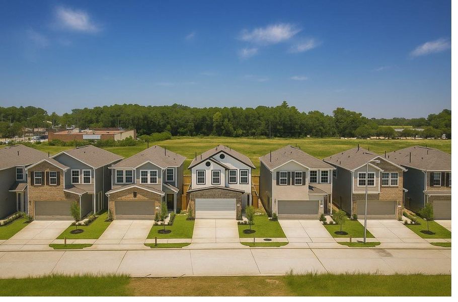 Front exterior of a new home in , Houston, TX, highlighting curb appeal (Image 26). Front exterior of a new home in , Houston, TX, highlighting curb appeal (Image 26).