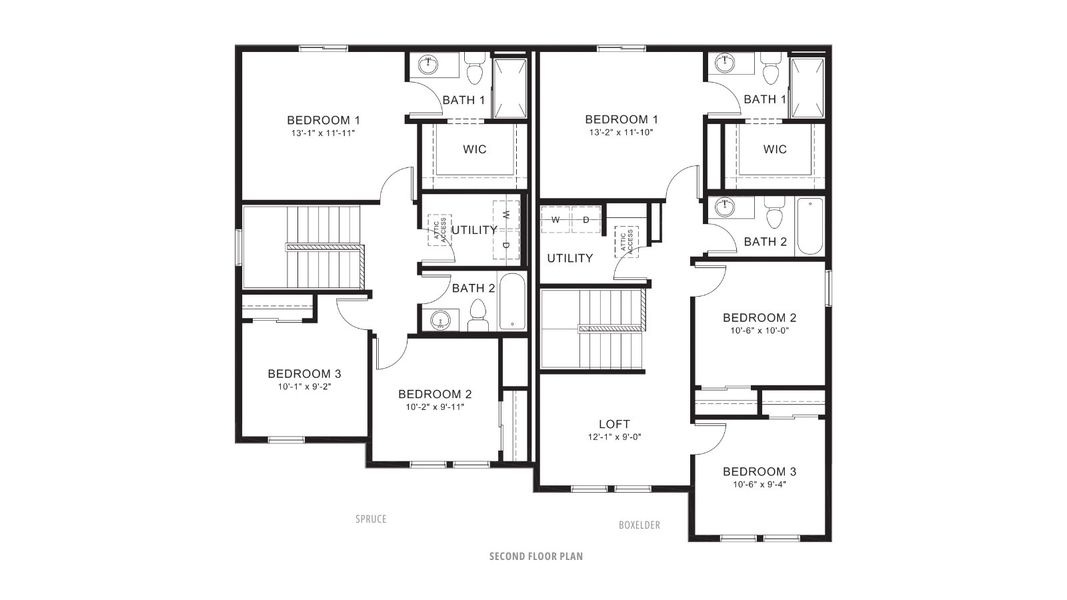 2D floor plan layout for the SPRUCE by D.R. Horton in Ellston Park, Colorado Springs, CO (Image 4).