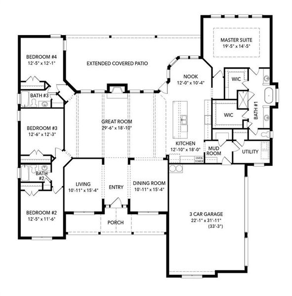 2D floor plan layout of this home in Joshua Meadows, Joshua, TX (Image 5). 2D floor plan layout of this home in Joshua Meadows, Joshua, TX (Image 5).