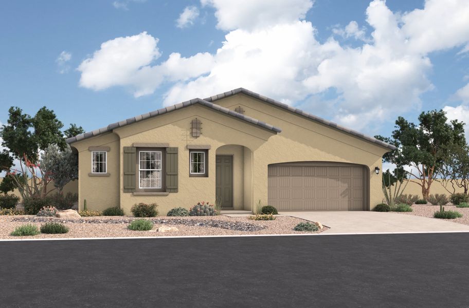 Representative exterior photo of a completed home built from the Savannah by Beazer Homes in Tirreno at IronWing: Tirreno, Litchfield Park, AZ (Image 2). Representative exterior photo of a completed home built from the Savannah by Beazer Homes in Tirreno at IronWing: Tirreno, Litchfield Park, AZ (Image 2).