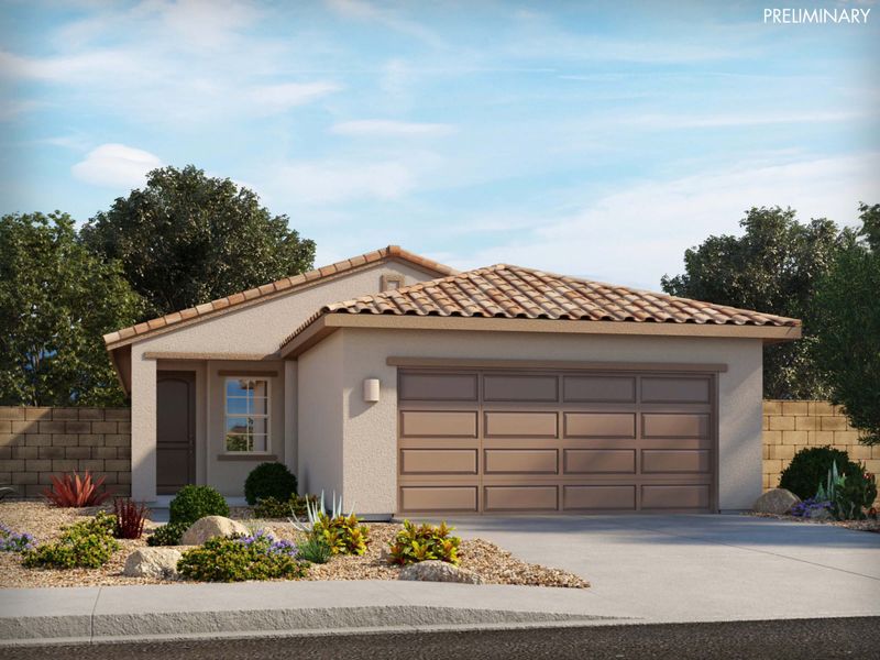 Representative exterior photo of a completed home built from the Meadow by Meritage Homes in Sonora at Entrada del Pueblo, Sahuarita, AZ (Image 2).