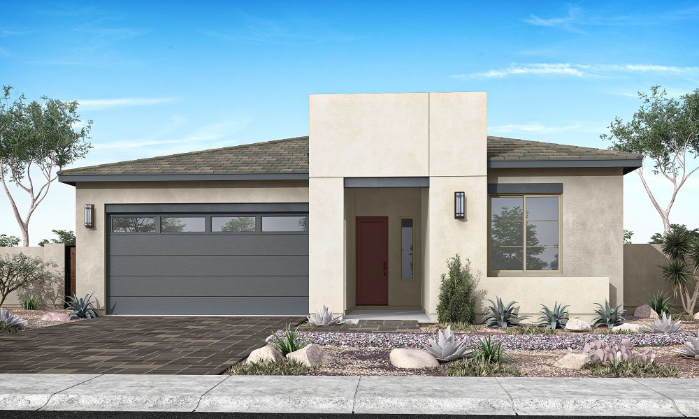 Representative exterior photo of a completed home built from the Rosemary Plan 40-2 by Tri Pointe Homes in Soleo, San Tan Valley, AZ (Image 2). Representative exterior photo of a completed home built from the Rosemary Plan 40-2 by Tri Pointe Homes in Soleo, San Tan Valley, AZ (Image 2).
