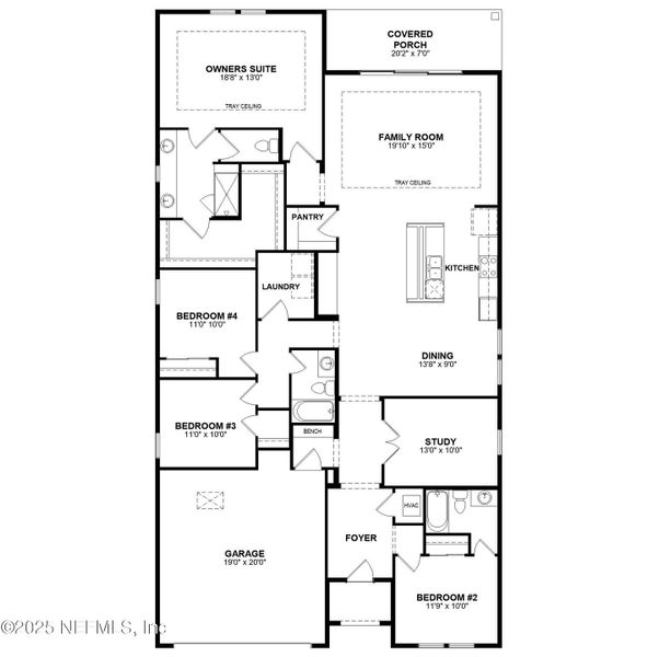 2D floor plan layout of this home in McGirt's Creek, Yulee, FL (Image 5).