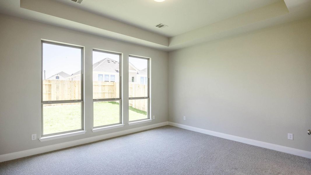 Carpeted empty room featuring baseboards and a raised ceiling Carpeted empty room featuring baseboards and a raised ceiling
