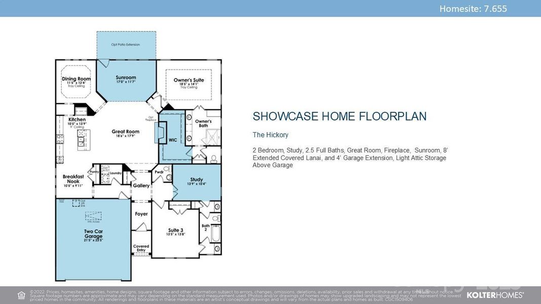 2D floor plan layout of this home in Cresswind Charlotte, Charlotte, NC (Image 3).