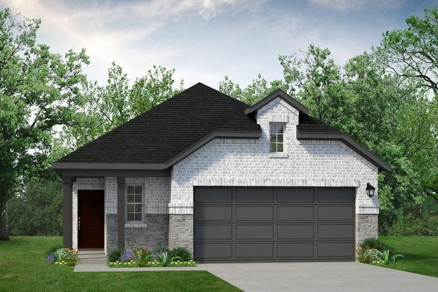 Front exterior of a new home in Reunion, Rhome, TX, highlighting curb appeal (Image 23). Front exterior of a new home in Reunion, Rhome, TX, highlighting curb appeal (Image 23).