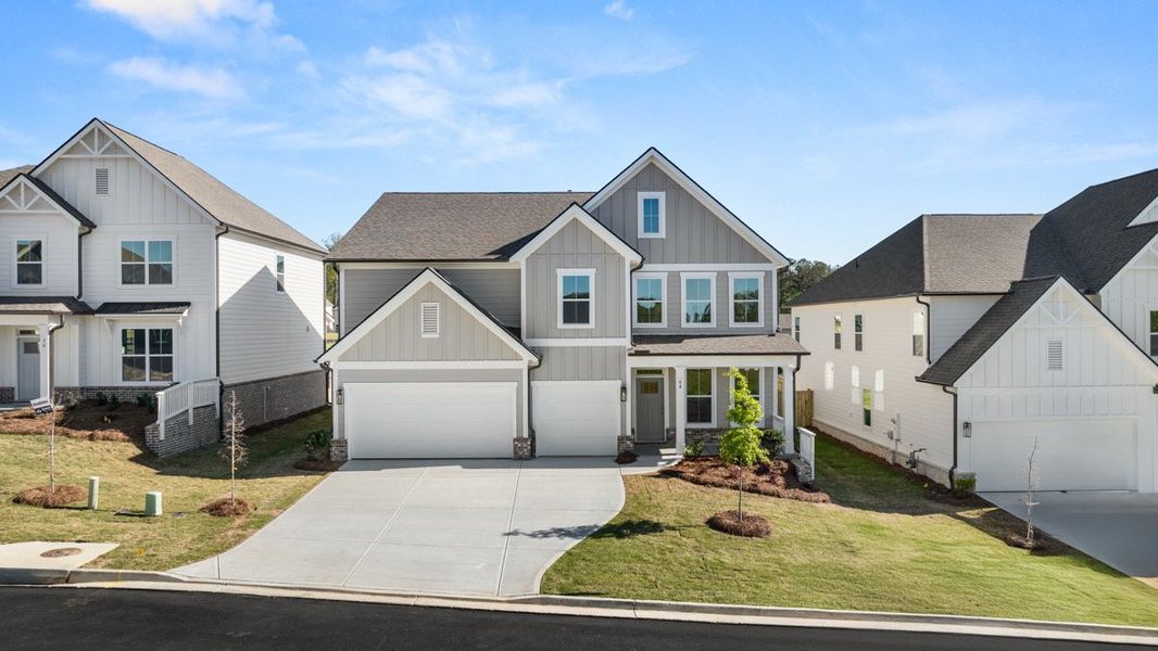 Representative exterior photo of a completed home built from the GRAYSON by D.R. Horton in Hamptons at Riverwood South, Dallas, GA (Image 26).