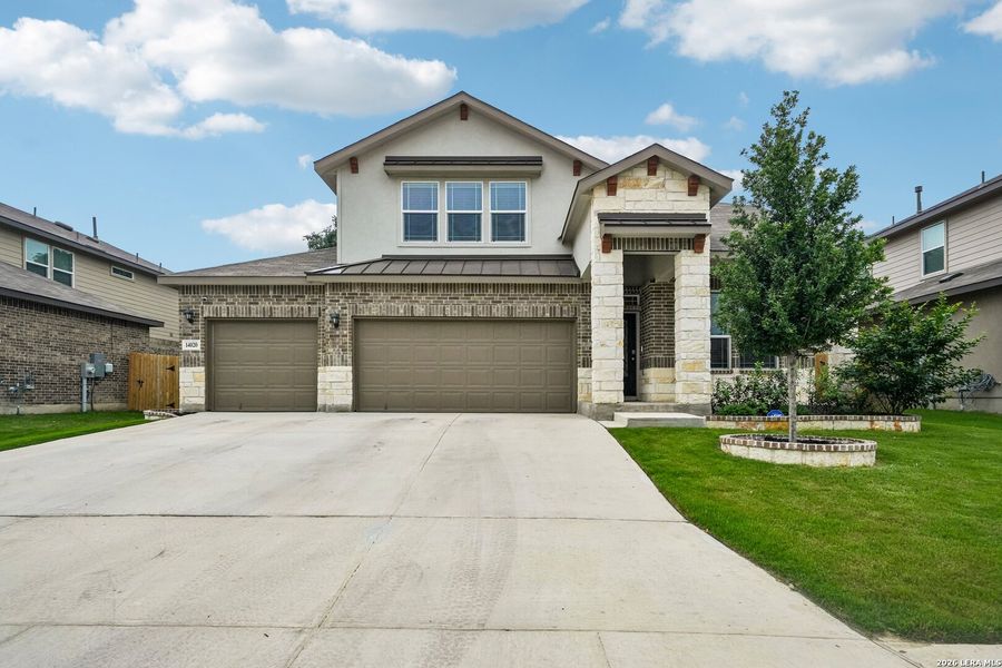 Front exterior of a new home in Riverstone at Westpointe Express, San Antonio, TX, highlighting curb appeal (Image 2). Front exterior of a new home in Riverstone at Westpointe Express, San Antonio, TX, highlighting curb appeal (Image 2).