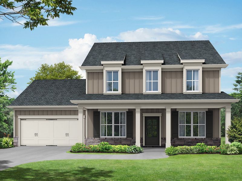 Representative exterior photo of a completed home built from the The Lakehurst by My Home Communities in Sutton’s Landing, Statham, GA (Image 7).