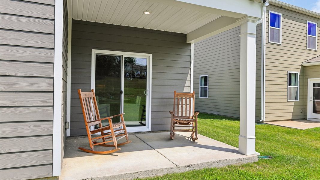 Exterior details and patio area of a home in Reserve at Hickory Ridge, Columbia (Image 23).