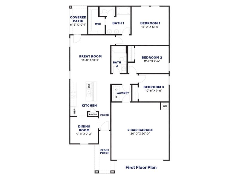 2D floor plan layout for the Abbot by D.R. Horton in Magma Ranch Vistas, Florence, AZ (Image 3).