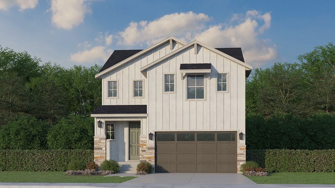 Plan C301 Elevation C with Manufactured Stone