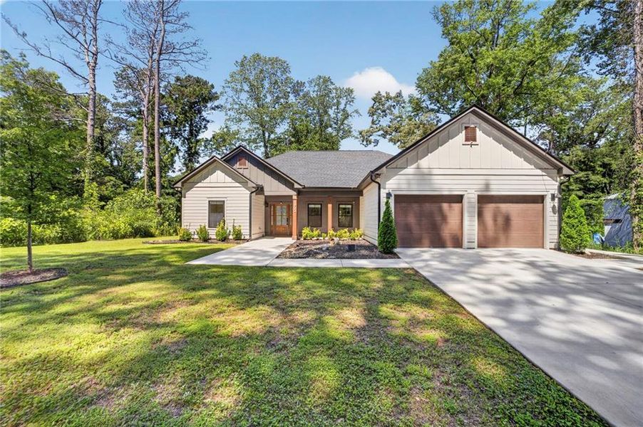 Front exterior of a new home in , Tucker, GA, highlighting curb appeal (Image 28).