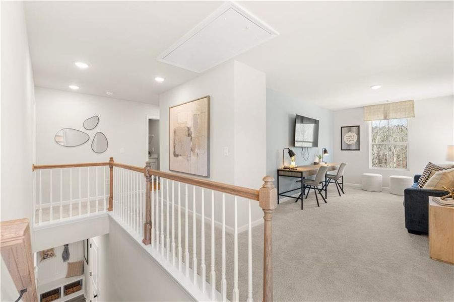 Furnished interior view inside a new home in The Bluffs, Canton (Image 7). Furnished interior view inside a new home in The Bluffs, Canton (Image 7).