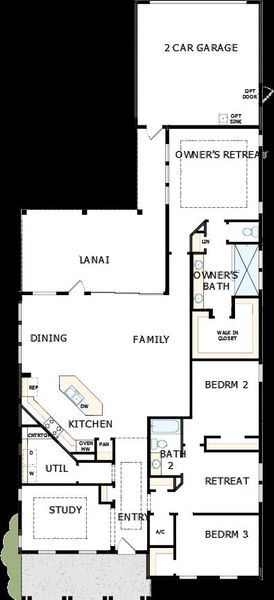 2D floor plan layout of this home in Seven Pines 50' Rear Entry, Jacksonville, FL (Image 2).