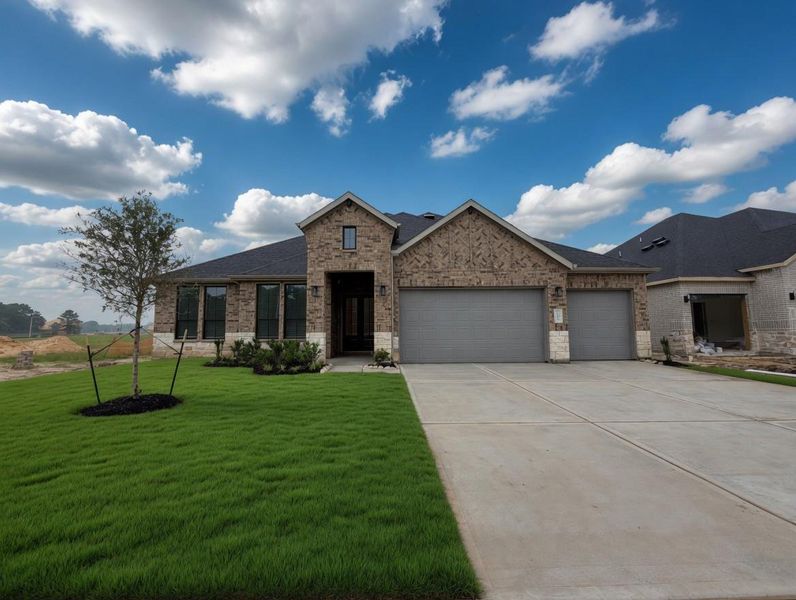 Front exterior of a new home in Friendswood Trails, Friendswood, TX, highlighting curb appeal (Image 27). Front exterior of a new home in Friendswood Trails, Friendswood, TX, highlighting curb appeal (Image 27).