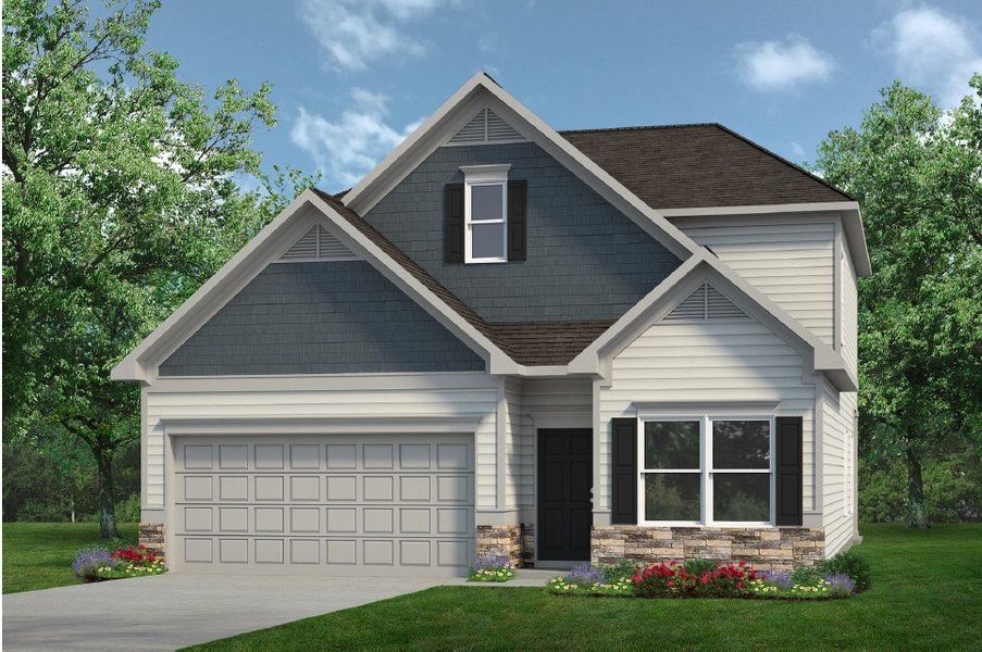 Front exterior of a new home in Marlin Pointe, White House, TN, highlighting curb appeal (Image 1).