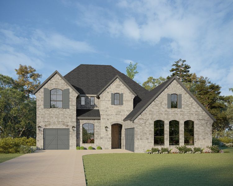 Plan 694 Elevation A with Stone