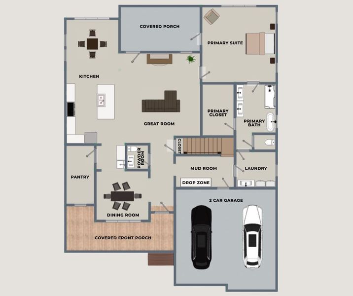 2D floor plan layout for the Toccoa by Riverstone Construction, LLC in Paxton Pointe, Hixson, TN (Image 3). 2D floor plan layout for the Toccoa by Riverstone Construction, LLC in Paxton Pointe, Hixson, TN (Image 3).