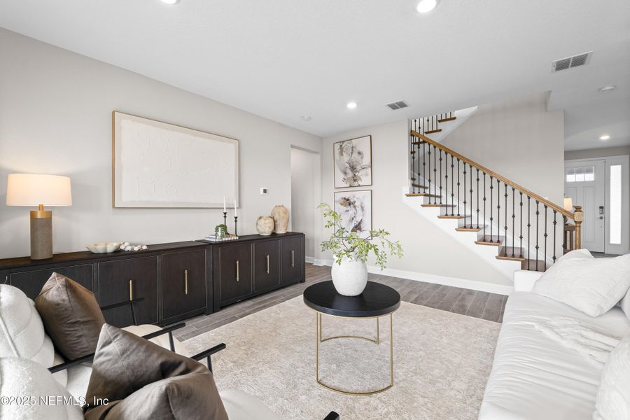 Furnished interior view inside a new home in The Cove at Beachwalk, St. Johns (Image 8). Furnished interior view inside a new home in The Cove at Beachwalk, St. Johns (Image 8).