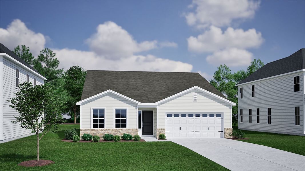 Representative exterior photo of a completed home built from the Durham II - Genesis Value Collection by Mungo Homes in Stapleton, Clemmons, NC (Image 5).