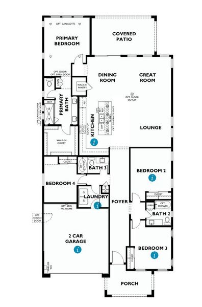 2D floor plan layout for the 4034 by Shea Homes in Skymark at Northpointe, Peoria, AZ (Image 3).