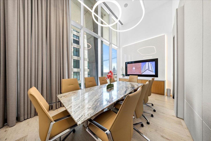 AMENITIES. Elevated amenity deck on the tenth floor includes: Covered Lap Pool, Outdoor Cooking & Dining, Fire Pit Lounge, Sauna, Hot & Cold Plunge Pool, Exercise Facility, Dog Park w/ Washing Station, Conference Room / Private Dining, Club Room w/ Kitchen. Ground floor amenities include 24/7 Concierge, Lobby and two (2) retail spaces.