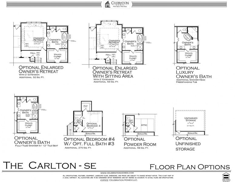2D floor plan layout for the Carlton by Celebration Homes in Harvest Point, Spring Hill, TN (Image 4).