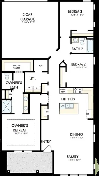 2D floor plan layout of this home in Westerly Park at Wildlight – Plaza Collection, Yulee, FL (Image 2). 2D floor plan layout of this home in Westerly Park at Wildlight – Plaza Collection, Yulee, FL (Image 2).