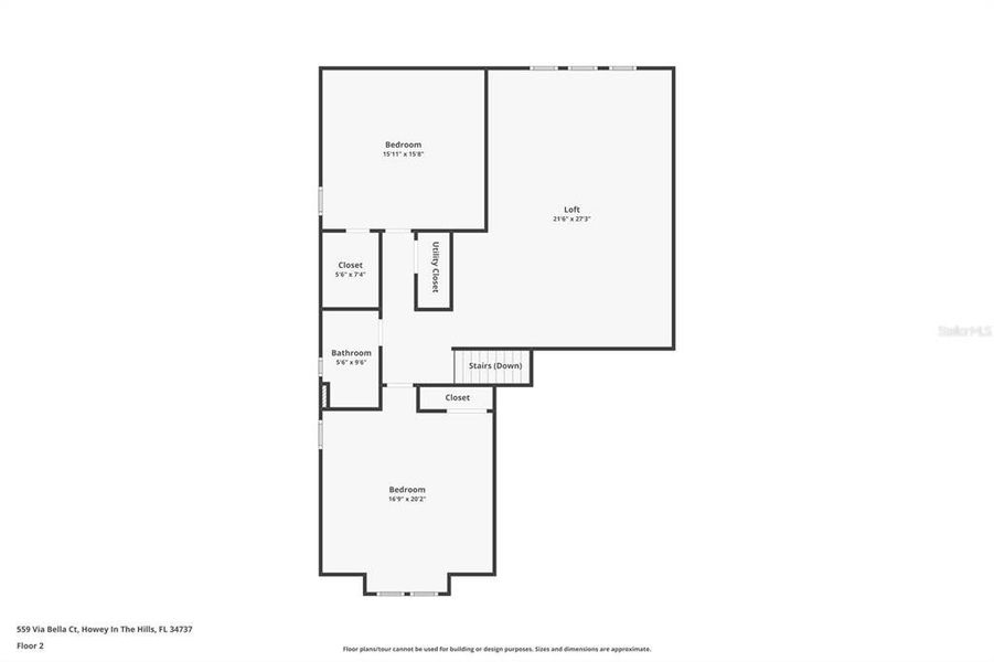 2D floor plan layout of this home in Talichet, Howey-in-the-Hills, FL (Image 6).