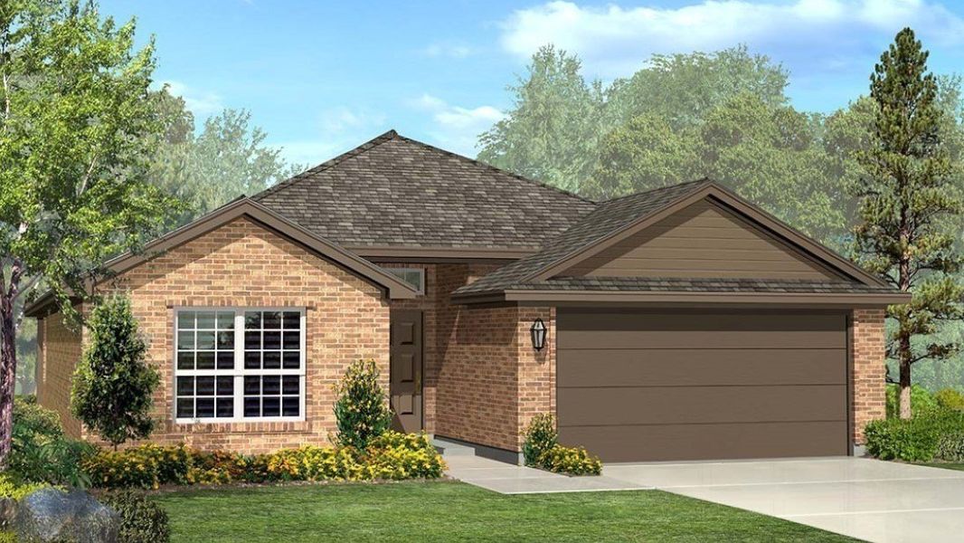 Front exterior of a new home in Monarch at the Meadows, Ponder, TX, highlighting curb appeal (Image 1).