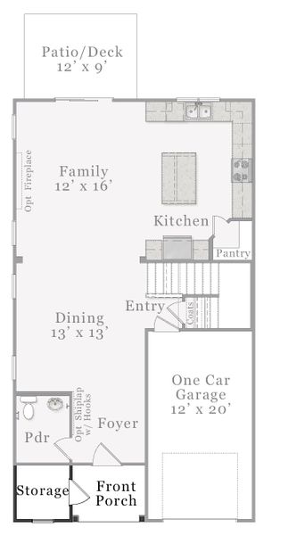 2D floor plan layout for the Metcalf by McKee Homes in Bedford, Raeford, NC (Image 13).