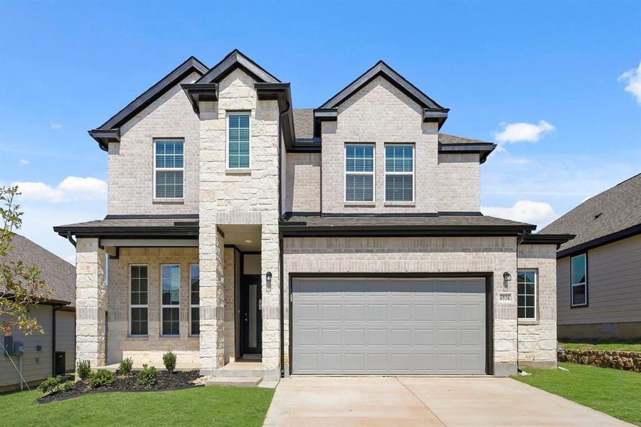 Front exterior of a new home in Rocky Creek Crossing, Fort Worth, TX, highlighting curb appeal (Image 1). Front exterior of a new home in Rocky Creek Crossing, Fort Worth, TX, highlighting curb appeal (Image 1).