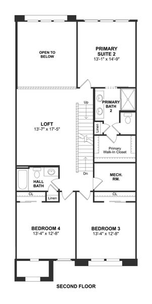 2D floor plan layout for the Seaview III by K. Hovnanian® Homes in Prestige on 64th, Phoenix, AZ (Image 4).