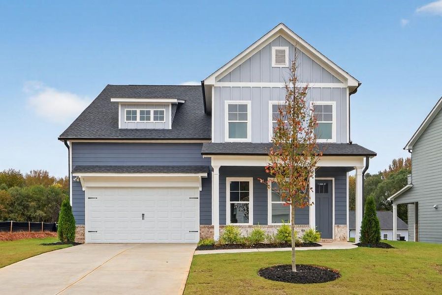 Front exterior of a new home in Red Bird Manor, Jefferson, GA, highlighting curb appeal (Image 1). Front exterior of a new home in Red Bird Manor, Jefferson, GA, highlighting curb appeal (Image 1).