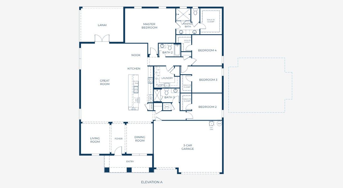 2D floor plan layout for the Sienna by Maronda Homes in Bella Estates, Plant City, FL (Image 5).