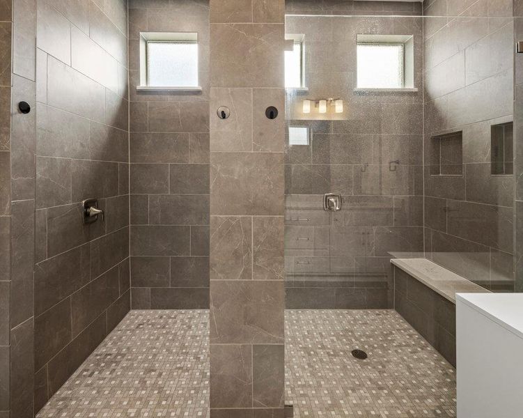 Bathroom with a tile shower