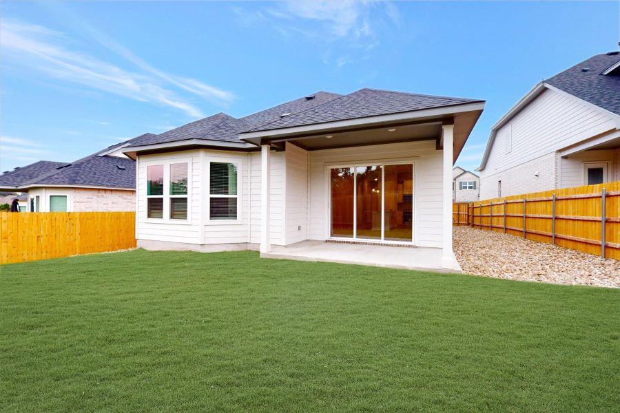 Exterior details and patio area of a home in Cedar Brook, Leander (Image 18).