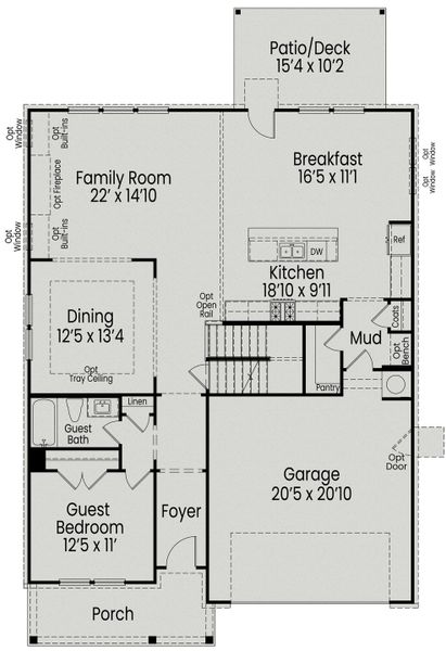 2D floor plan layout for the The Beech by Davidson Homes LLC in Montrose, Aberdeen, NC (Image 4).