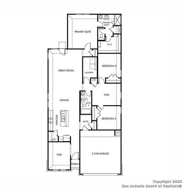 2D floor plan layout of this home in Kallison Ranch, San Antonio, TX (Image 2).