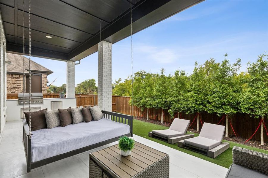 View of patio / terrace featuring area for grilling, a grill, and an outdoor hangout area