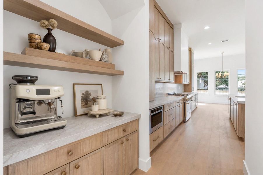 Coffee or bar area. Virtual staging.