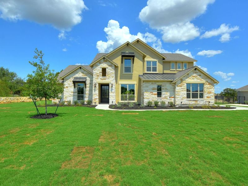 Representative exterior photo of a completed home built from the Madera II by Giddens Homes in Scofield Farms Estates, Georgetown, TX (Image 40).
