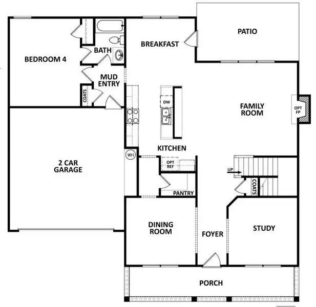 2D floor plan layout of this home in Cherokee Knoll, Williamston, SC (Image 2).