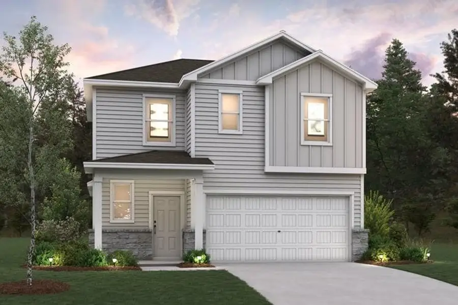 Front exterior of a new home in Eastwood at Sonterra, Jarrell, TX, highlighting curb appeal (Image 1).