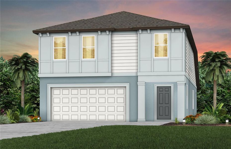 Front exterior of a new home in Waterset, Apollo Beach, FL, highlighting curb appeal (Image 1). Front exterior of a new home in Waterset, Apollo Beach, FL, highlighting curb appeal (Image 1).